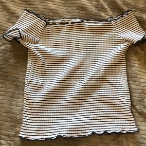 Zara Striped Off the Shoulder Top